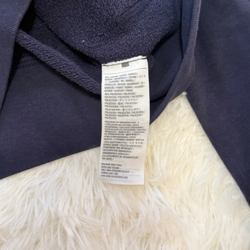 Hollister Navy Blue Button Up Hoodie Spellout Sleeve Y2K Surf Women Small S - Picture 3 of 3